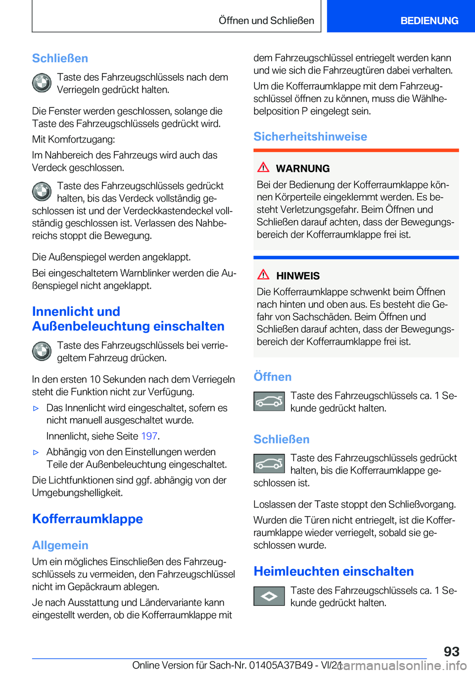 BMW M8 2022  Betriebsanleitungen (in German) �S�c�h�l�i�e�