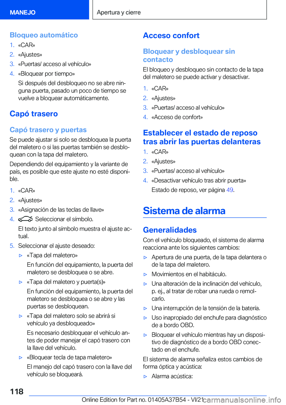 BMW M8 2022  Manuales de Empleo (in Spanish) �B�l�o�q�u�e�o��a�u�t�o�m�