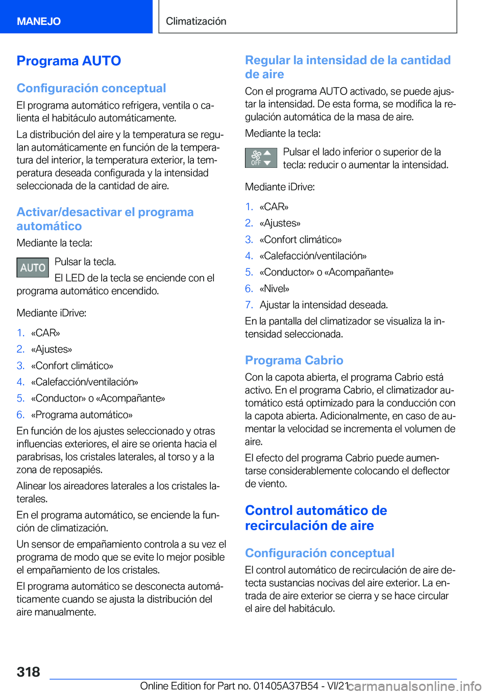 BMW M8 2022  Manuales de Empleo (in Spanish) �P�r�o�g�r�a�m�a��A�U�T�O
�C�o�n�f�i�g�u�r�a�c�i�