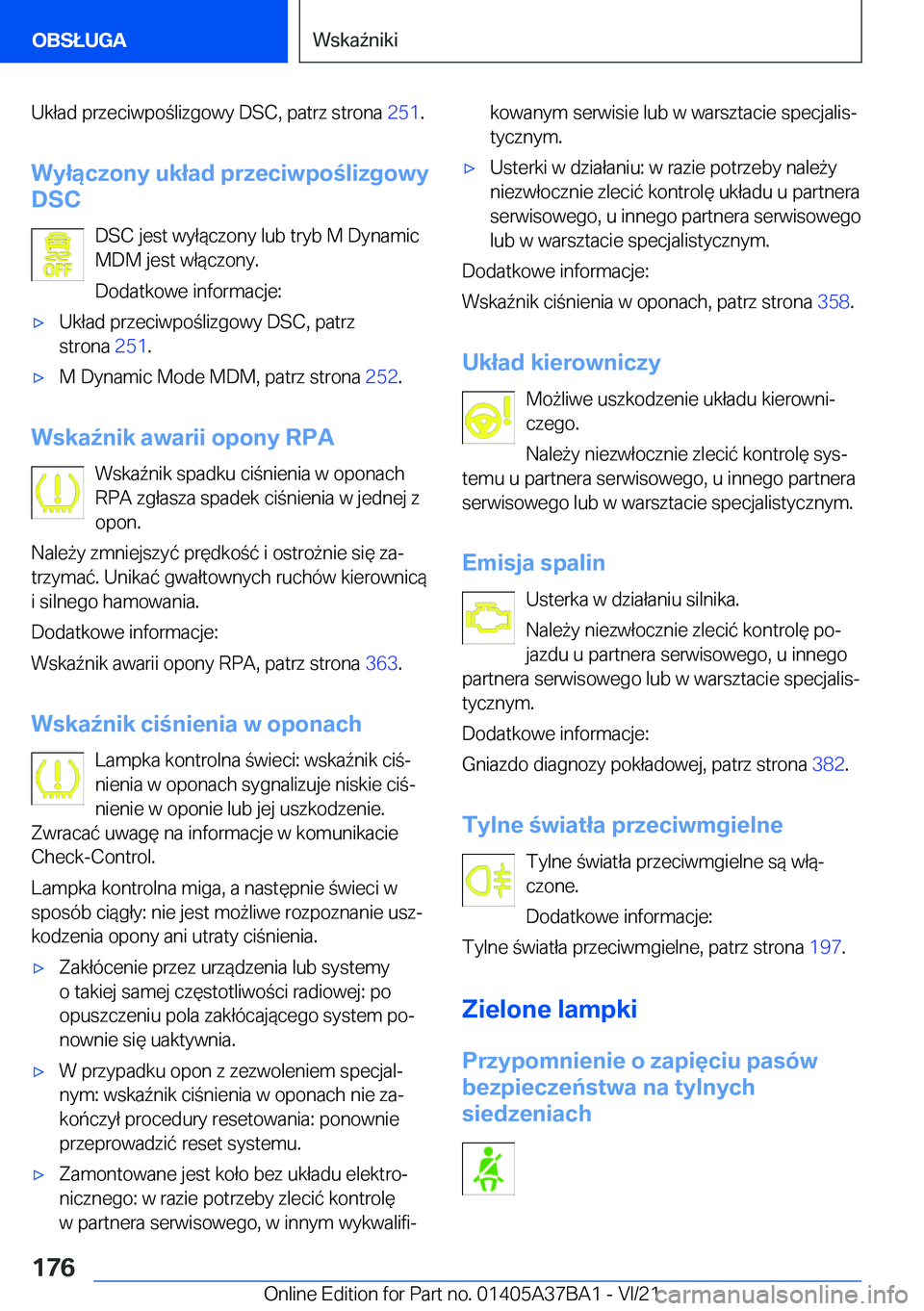 BMW M8 2022  Instrukcja obsługi (in Polish) �U�k�ł�a�d��p�r�z�e�c�i�w�p�o�l�i�z�g�o�w�y��D�S�C�,��p�a�t�r�z��s�t�r�o�n�a��2�5�1�.
�W�y�ł�ą�c�z�o�n�y��u�k�ł�a�d��p�r�z�e�c�i�w�p�o�l�i�z�g�o�w�y
�D�S�C
�D�S�C��j�e�s�t��w�y�ł�