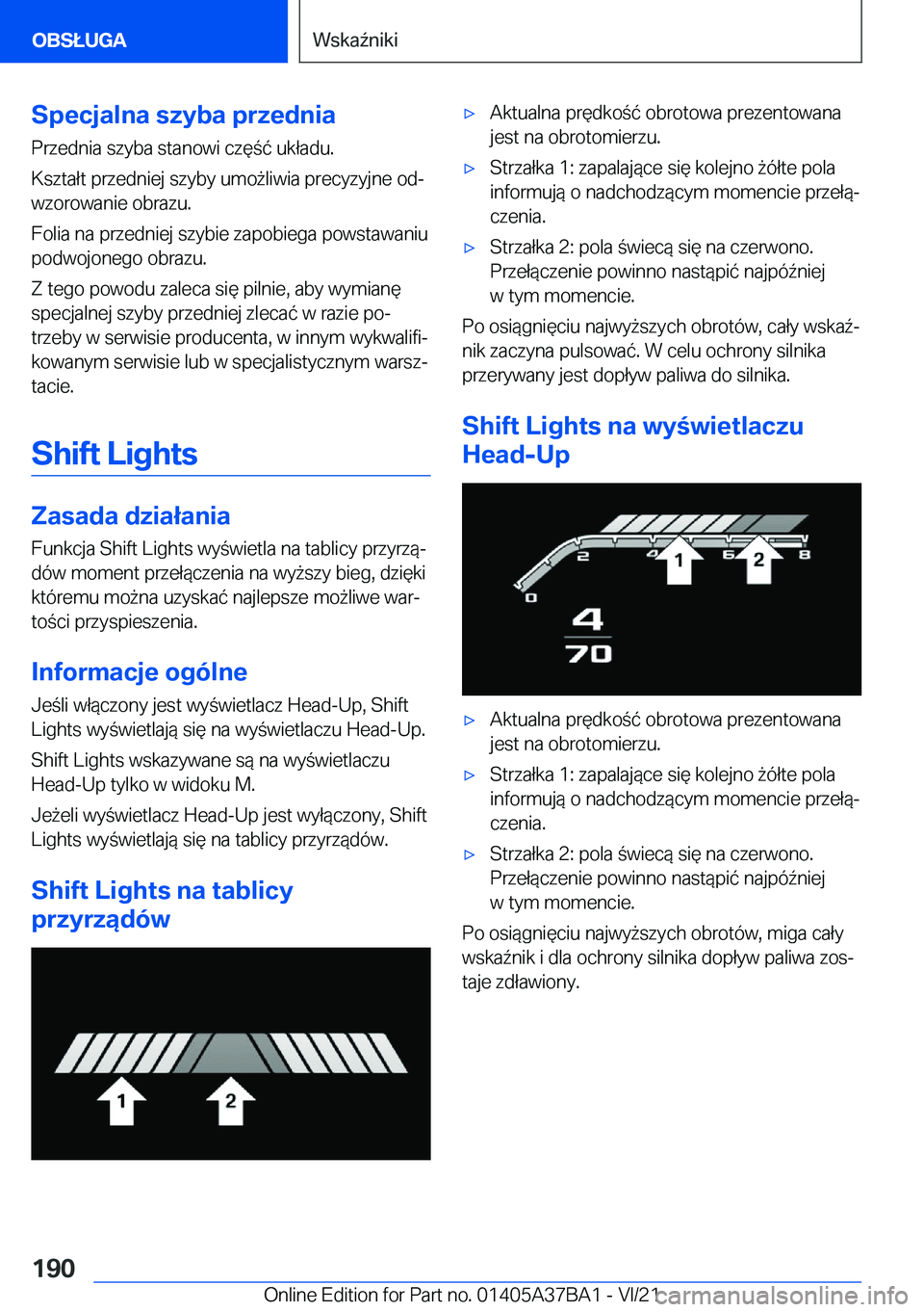 BMW M8 2022  Instrukcja obsługi (in Polish) �S�p�e�c�j�a�l�n�a��s�z�y�b�a��p�r�z�e�d�n�i�a�P�r�z�e�d�n�i�a��s�z�y�b�a��s�t�a�n�o�w�i��c�z�