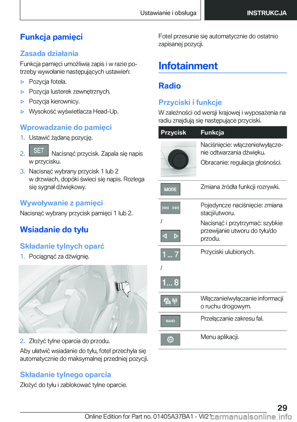 BMW M8 2022  Instrukcja obsługi (in Polish) �F�u�n�k�c�j�a��p�a�m�i�