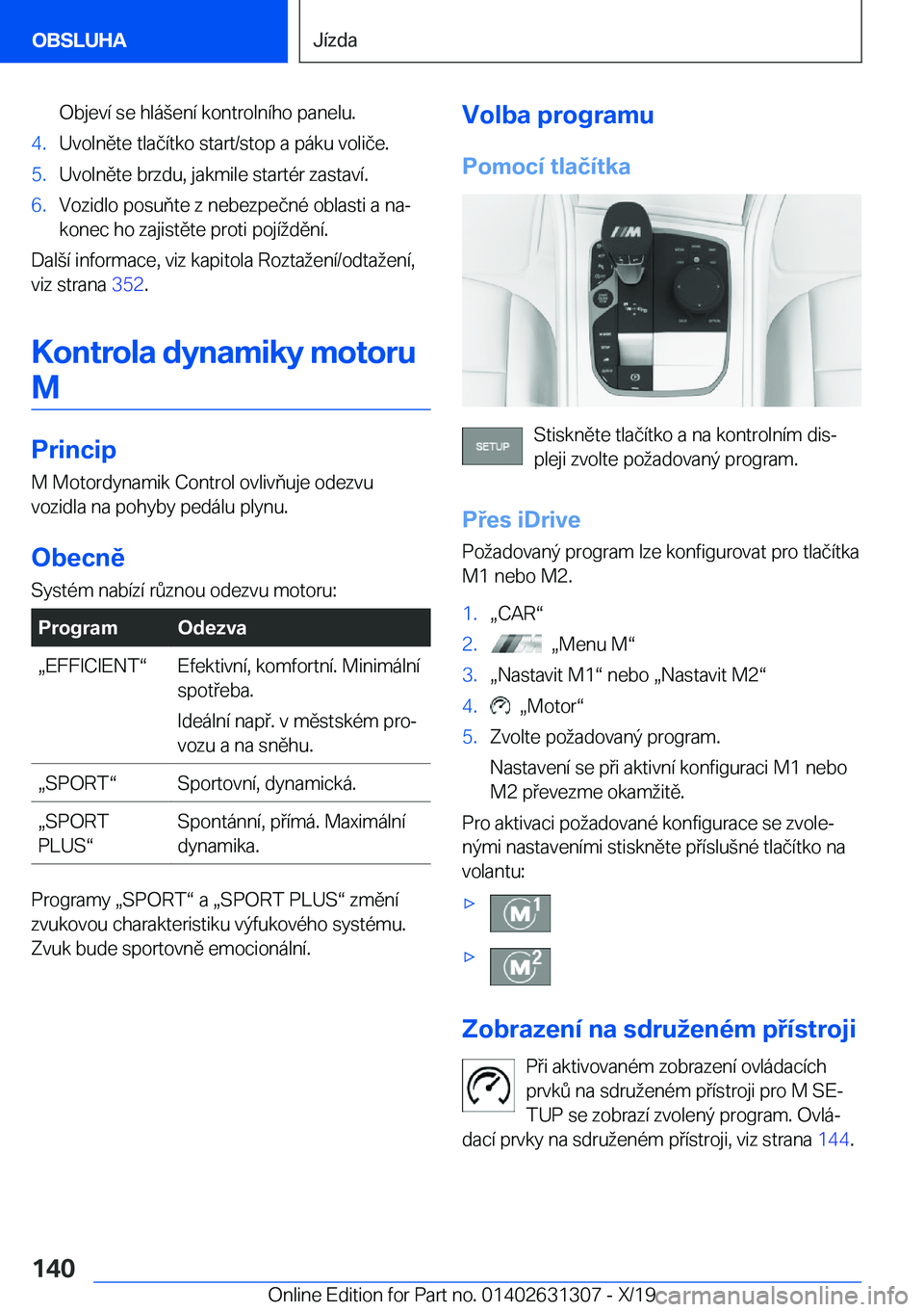 BMW M8 2020  Návod na použití (in Czech) �O�b�j�e�v�
