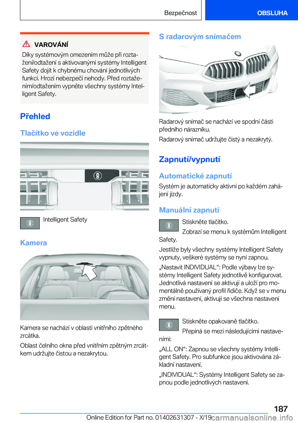 BMW M8 2020  Návod na použití (in Czech) �V�A�R�O�V�