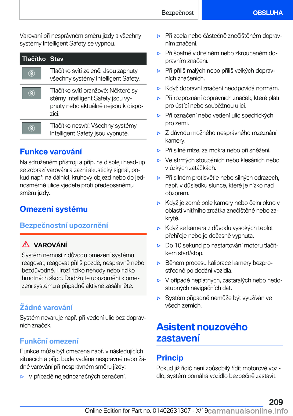 BMW M8 2020  Návod na použití (in Czech) �V�a�r�o�v�