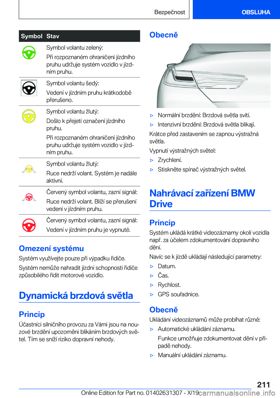 BMW M8 2020  Návod na použití (in Czech) �S�y�m�b�o�l�S�t�a�v�S�y�m�b�o�l��v�o�l�a�n�t�u��z�e�l�e�n�ý�:
�P�i��r�o�z�p�o�z�n�a�n�