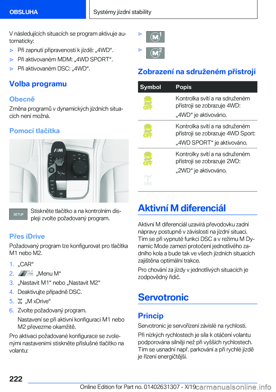 BMW M8 2020  Návod na použití (in Czech) �V��n�