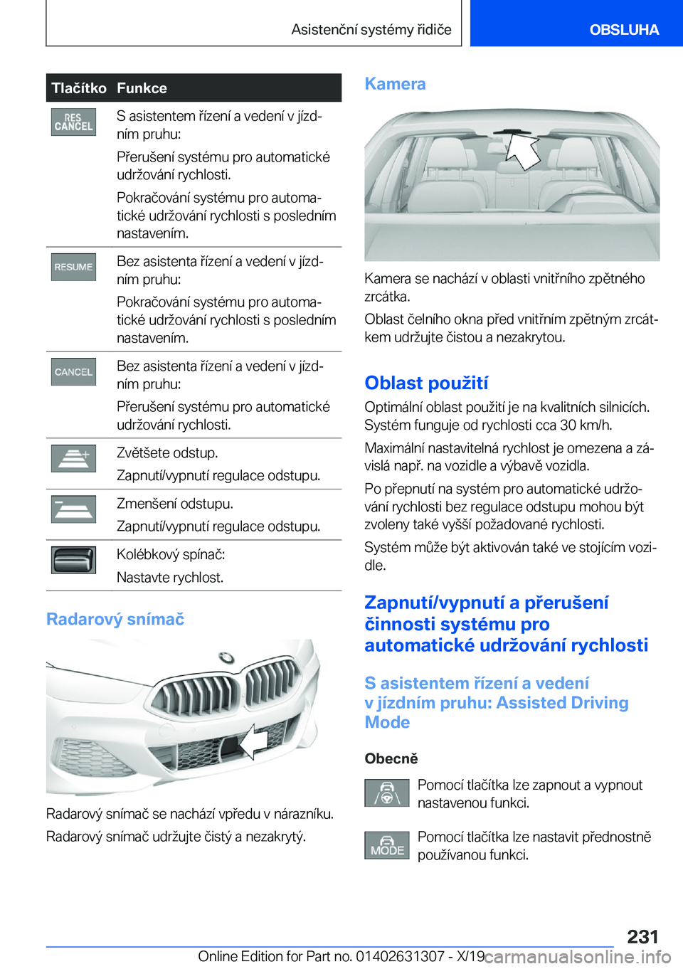 BMW M8 2020  Návod na použití (in Czech) �T�l�a�č�