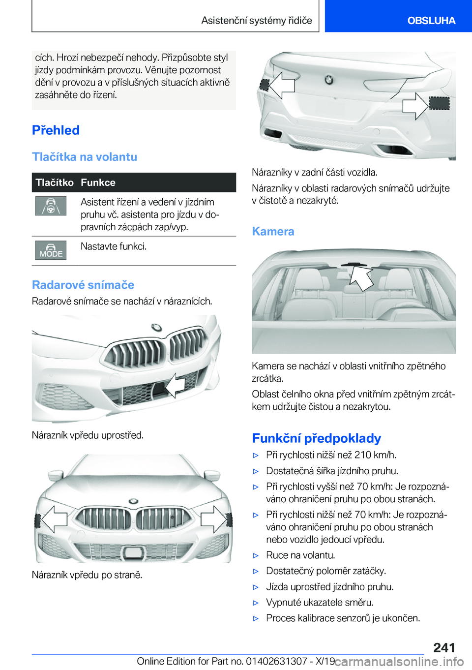 BMW M8 2020  Návod na použití (in Czech) �c�
