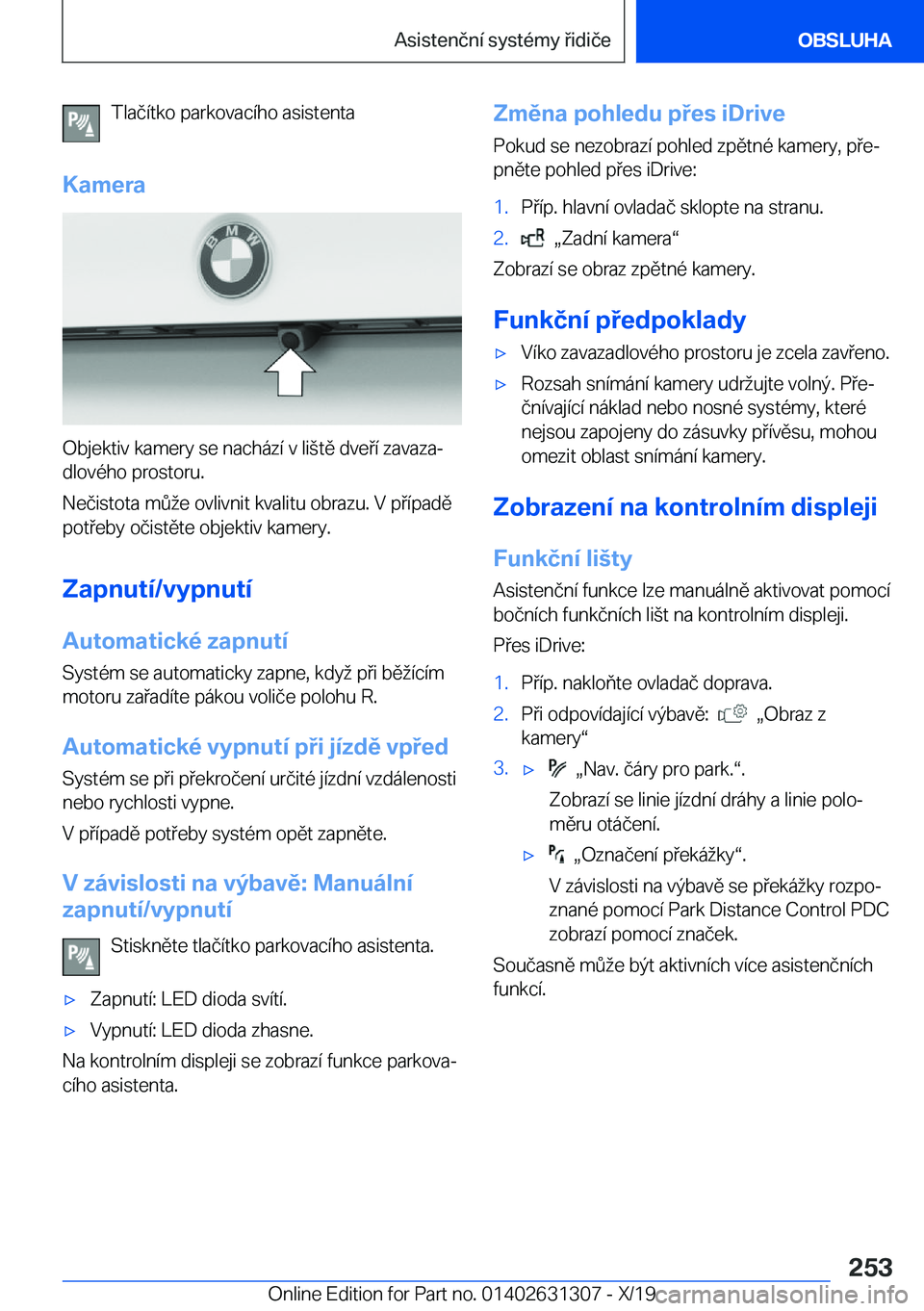 BMW M8 2020  Návod na použití (in Czech) �T�l�a�č�