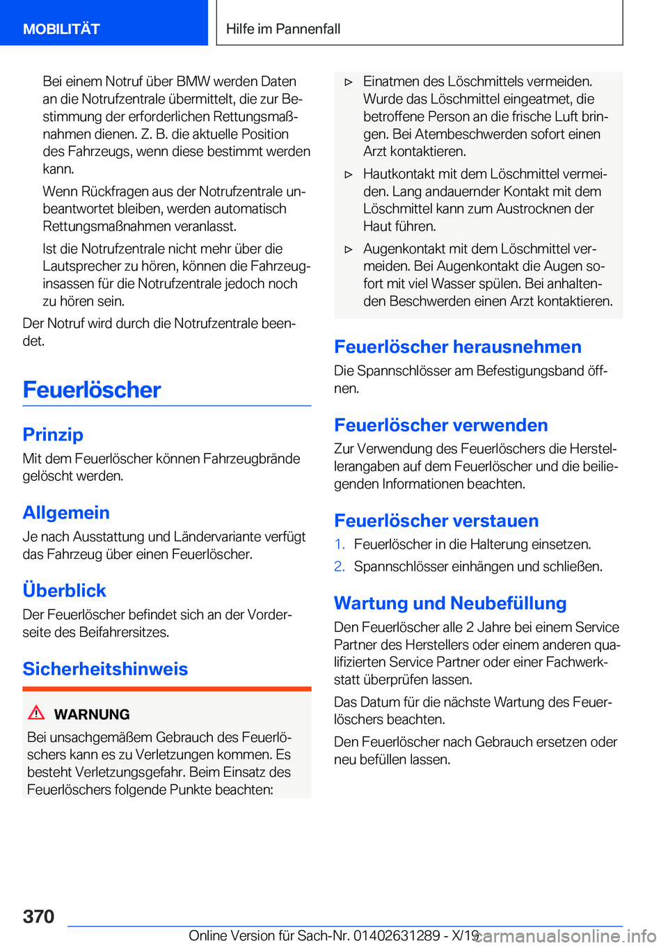 BMW M8 2020  Betriebsanleitungen (in German) �B�e�i��e�i�n�e�m��N�o�t�r�u�f��
