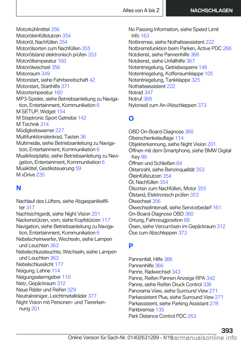 BMW M8 2020  Betriebsanleitungen (in German) �M�o�t�o�r�k�