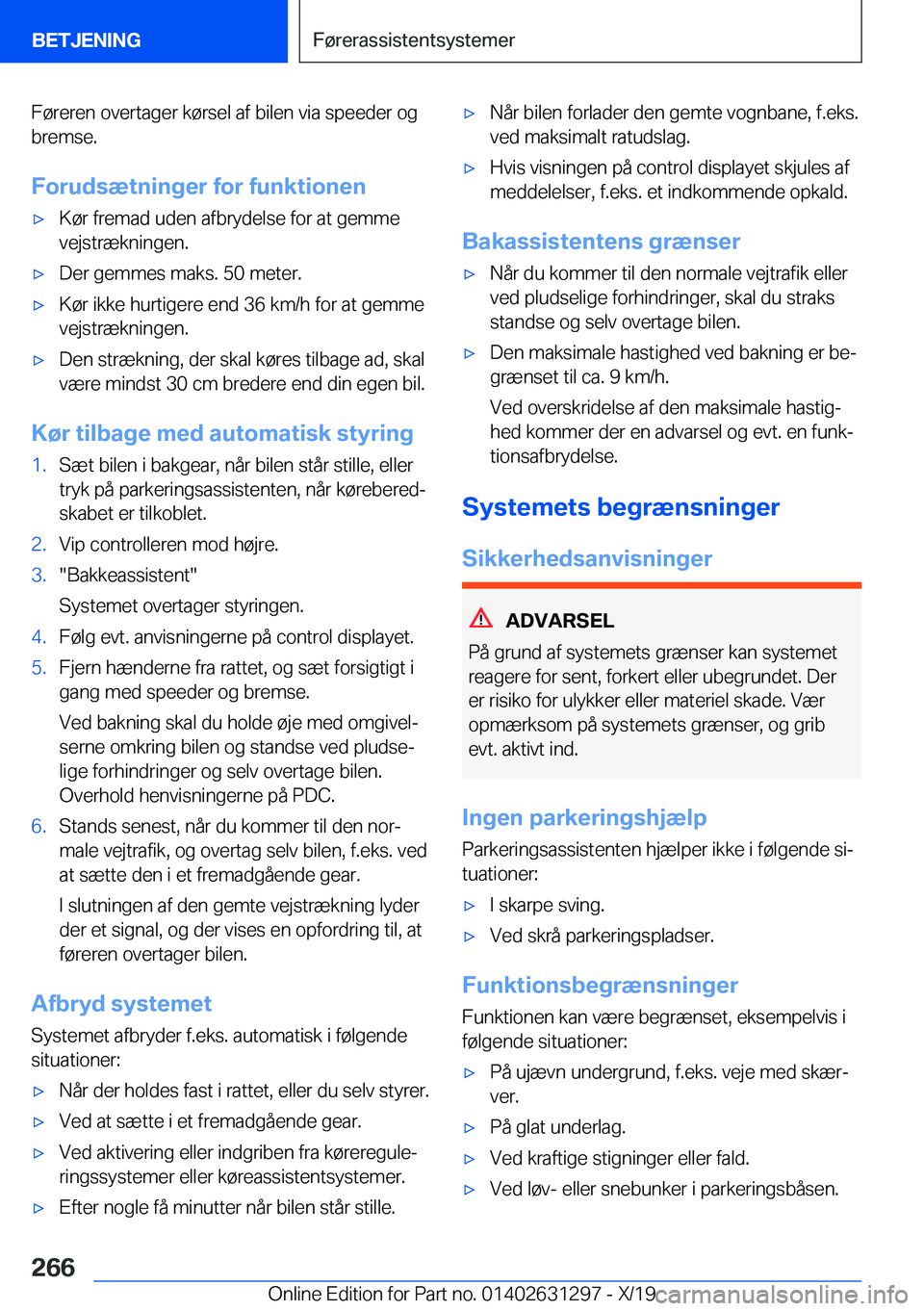 BMW M8 2020  InstruktionsbØger (in Danish) �F�