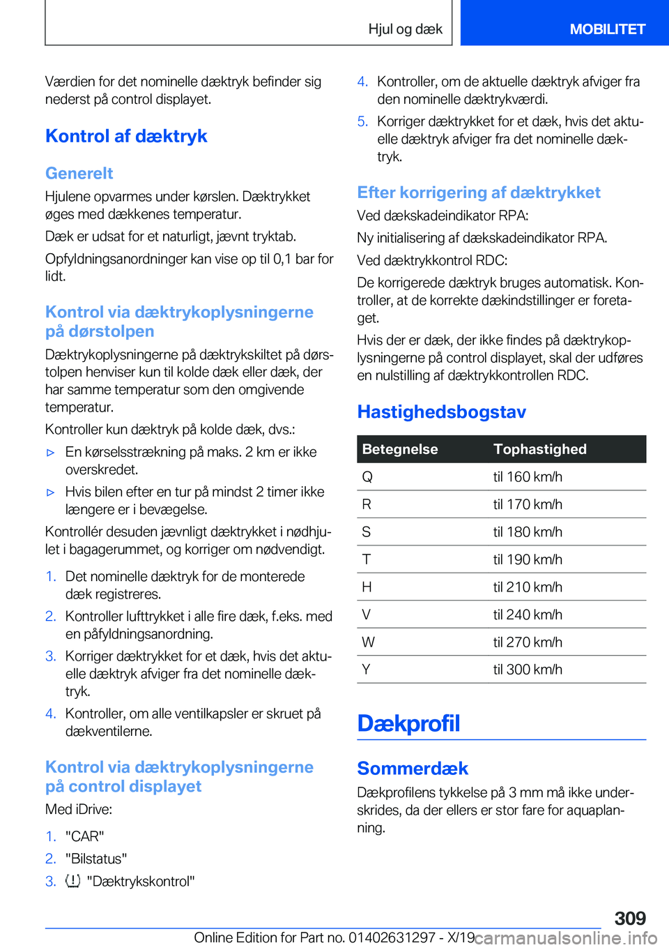 BMW M8 2020  InstruktionsbØger (in Danish) �V�æ�r�d�i�e�n��f�o�r��d�e�t��n�o�m�i�n�e�l�l�e��d�æ�k�t�r�y�k��b�e�f�i�n�d�e�r��s�i�g�n�e�d�e�r�s�t��p�å��c�o�n�t�r�o�l��d�i�s�p�l�a�y�e�t�.
�K�o�n�t�r�o�l��a�f��d�æ�k�t�r�y�k
�G�e�n�e