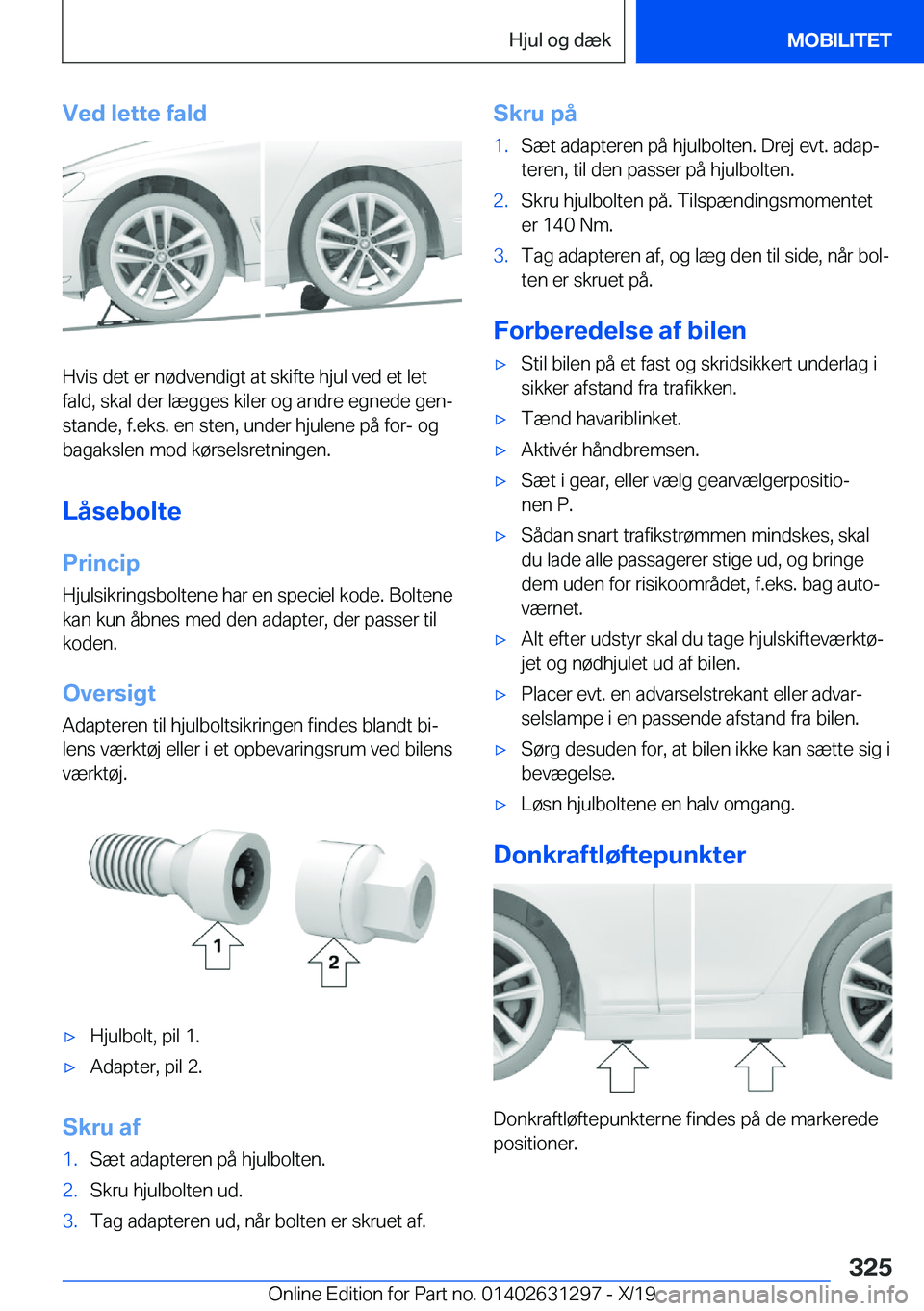 BMW M8 2020  InstruktionsbØger (in Danish) �V�e�d��l�e�t�t�e��f�a�l�d
�H�v�i�s��d�e�t��e�r��n�