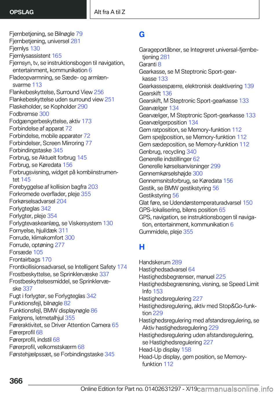 BMW M8 2020  InstruktionsbØger (in Danish) �F�j�e�r�n�b�e�t�j�e�n�i�n�g�,��s�e��B�i�l�n�