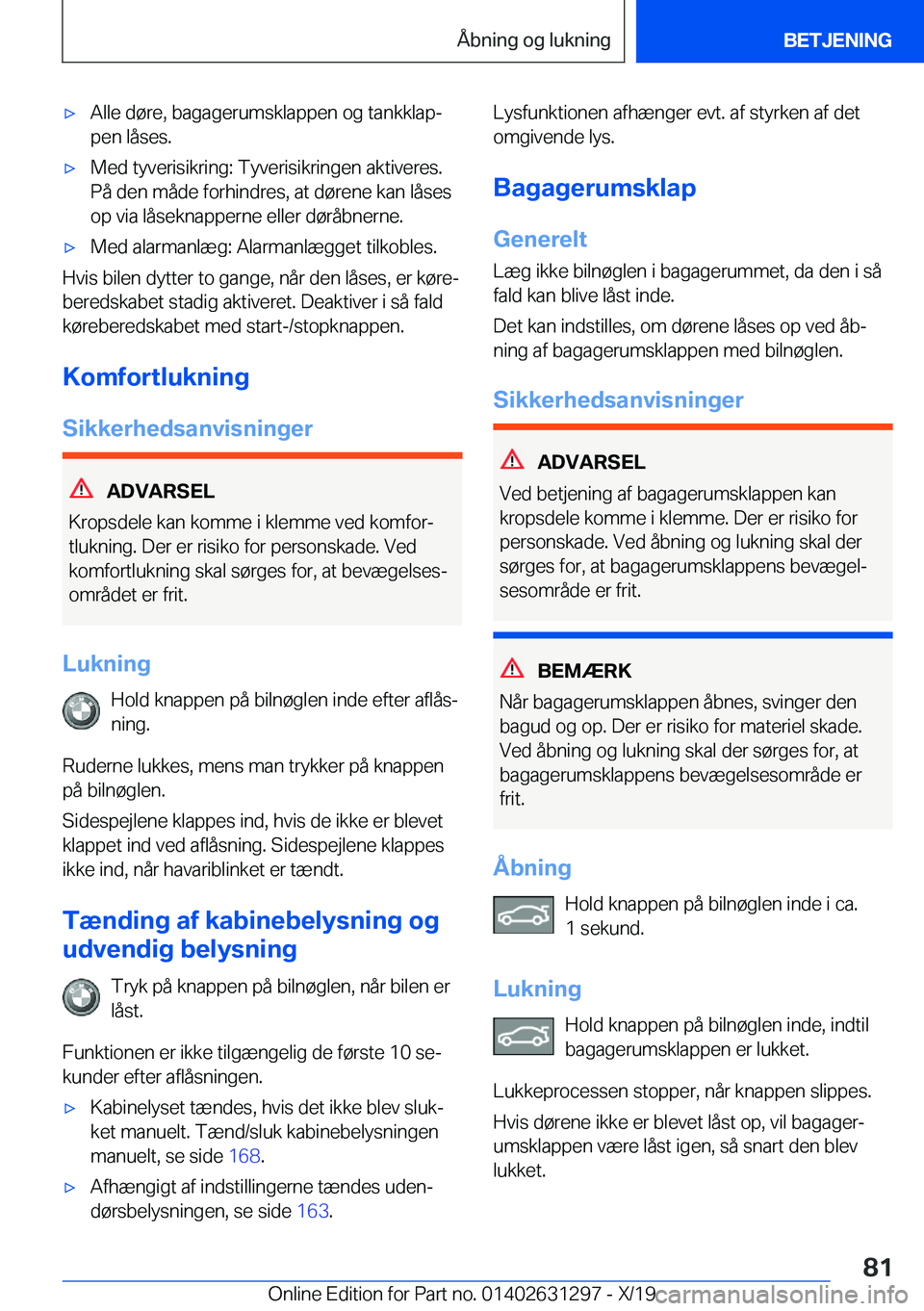 BMW M8 2020  InstruktionsbØger (in Danish) 'x�A�l�l�e��d�