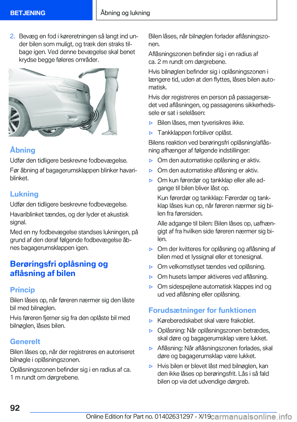 BMW M8 2020  InstruktionsbØger (in Danish) �2�.�B�e�v�æ�g��e�n��f�o�d��i��k�