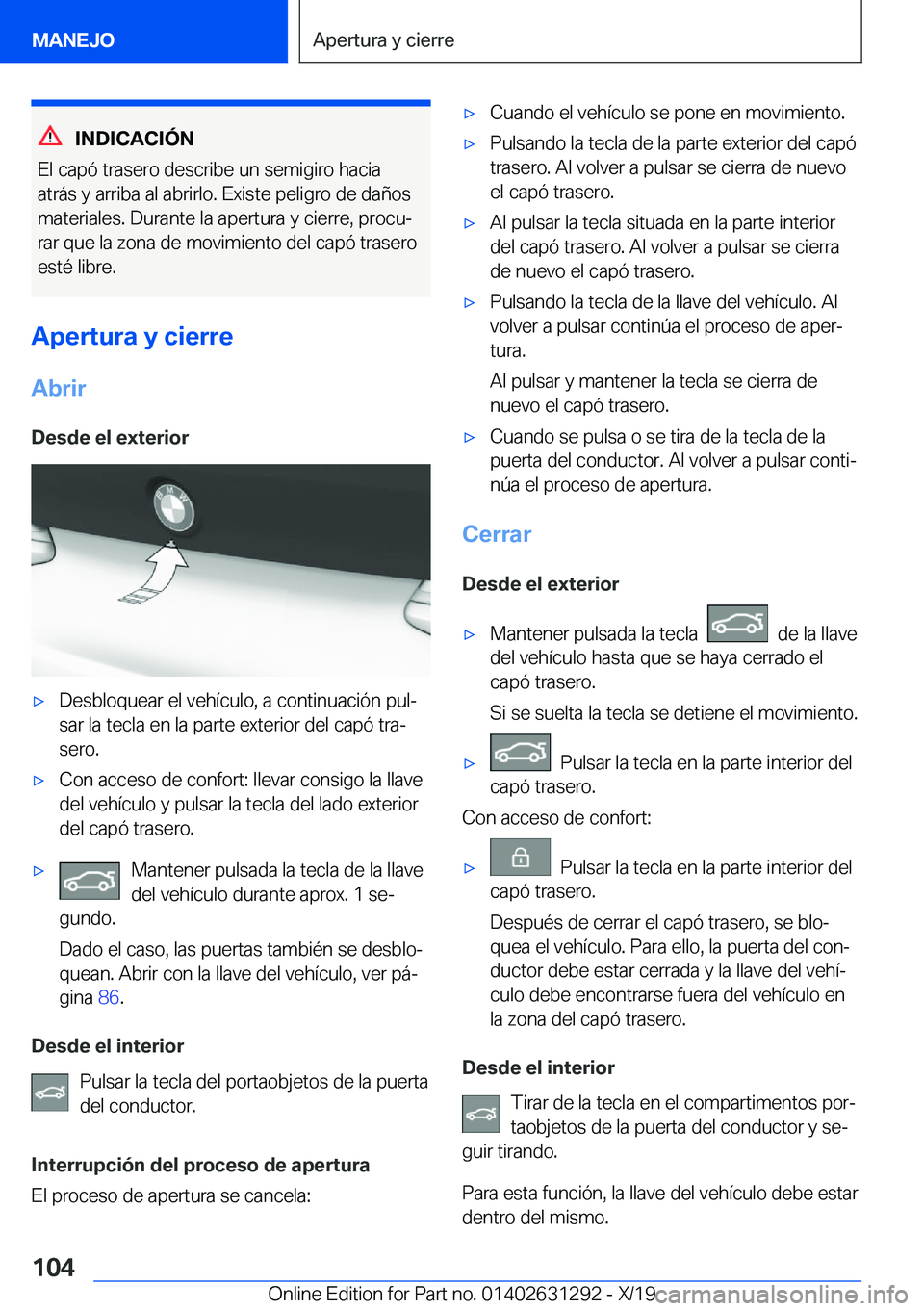 BMW M8 2020  Manuales de Empleo (in Spanish) �I�N�D�I�C�A�C�I�