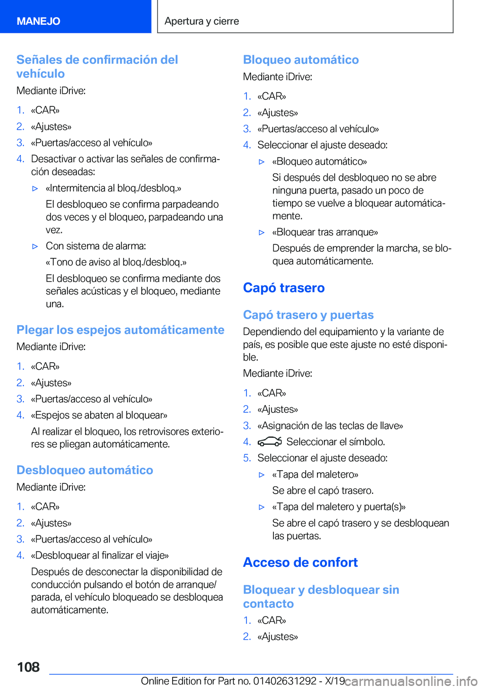 BMW M8 2020  Manuales de Empleo (in Spanish) �S�e�