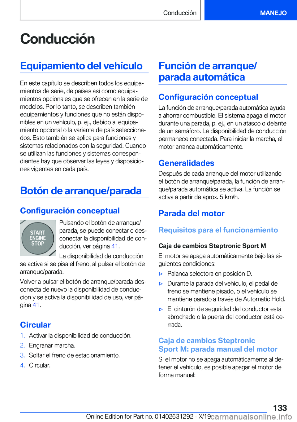 BMW M8 2020  Manuales de Empleo (in Spanish) �C�o�n�d�u�c�c�i�