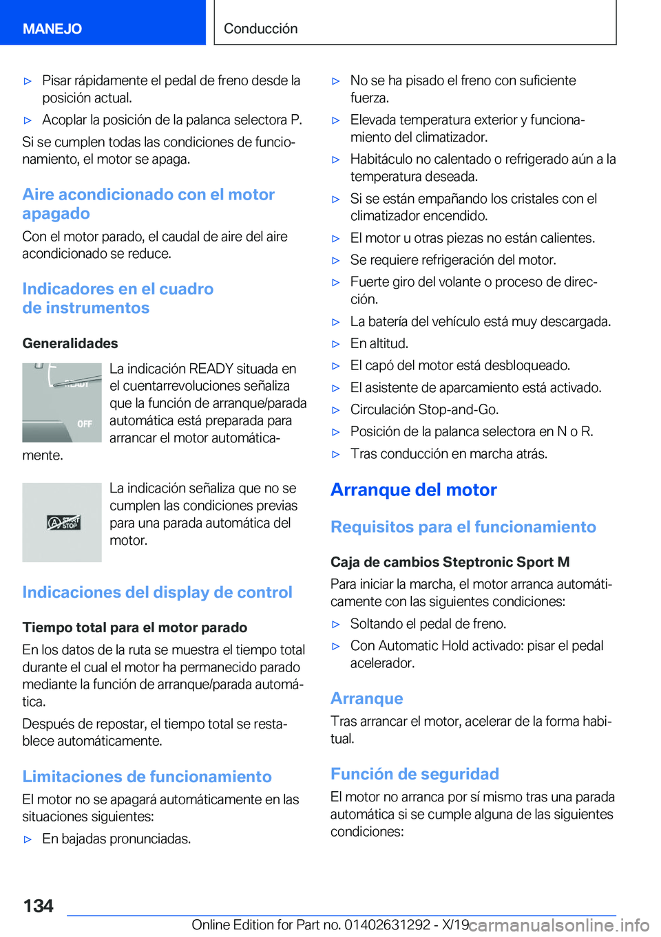 BMW M8 2020  Manuales de Empleo (in Spanish) x�P�i�s�a�r��r�