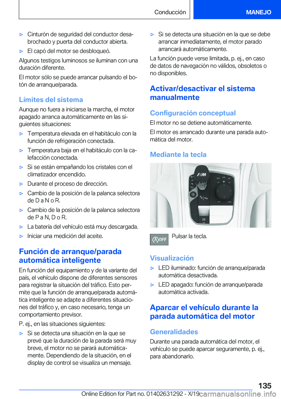 BMW M8 2020  Manuales de Empleo (in Spanish) x�C�i�n�t�u�r�
