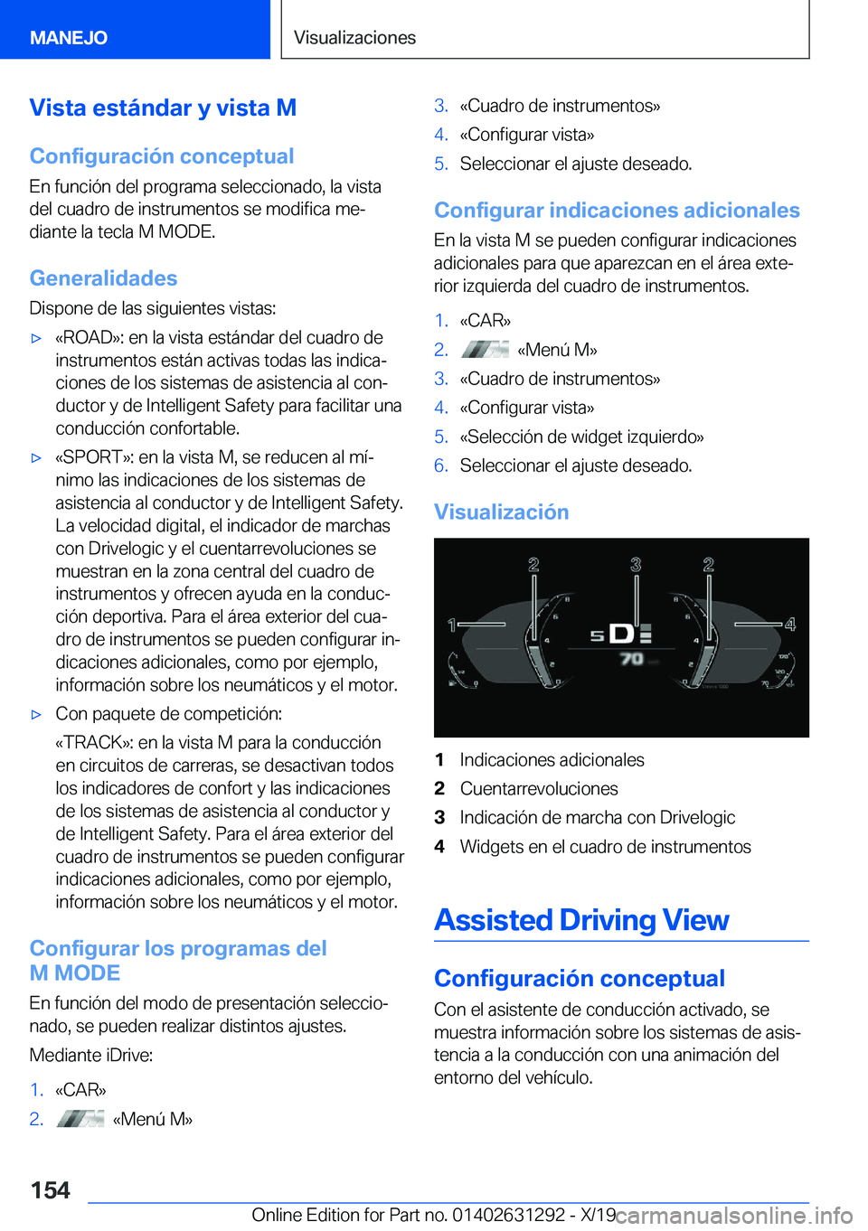 BMW M8 2020  Manuales de Empleo (in Spanish) �V�i�s�t�a��e�s�t�
