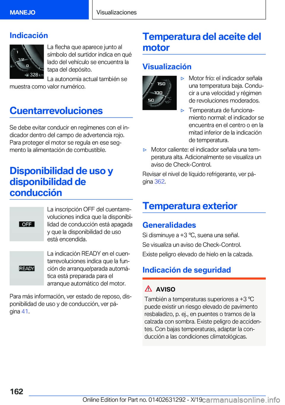 BMW M8 2020  Manuales de Empleo (in Spanish) �I�n�d�i�c�a�c�i�
