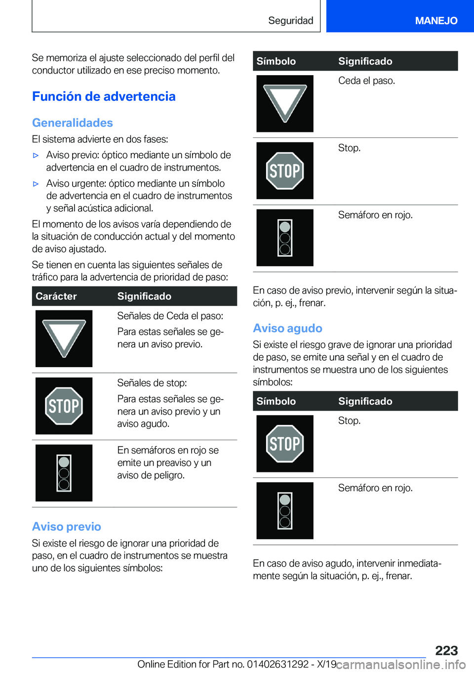 BMW M8 2020  Manuales de Empleo (in Spanish) �S�e��m�e�m�o�r�i�z�a��e�l��a�j�u�s�t�e��s�e�l�e�c�c�i�o�n�a�d�o��d�e�l��p�e�r�f�i�l��d�e�l�c�o�n�d�u�c�t�o�r��u�t�i�l�i�z�a�d�o��e�n��e�s�e��p�r�e�c�i�s�o��m�o�m�e�n�t�o�.
�F�u�n�c�i�