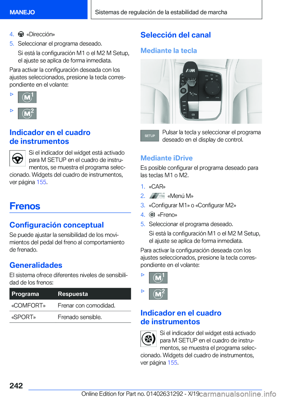 BMW M8 2020  Manuales de Empleo (in Spanish) �4�.���«�D�i�r�e�c�c�i�
