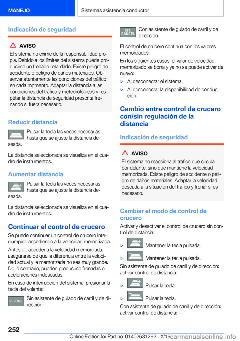 BMW M8 2020  Manuales de Empleo (in Spanish) �I�n�d�i�c�a�c�i�