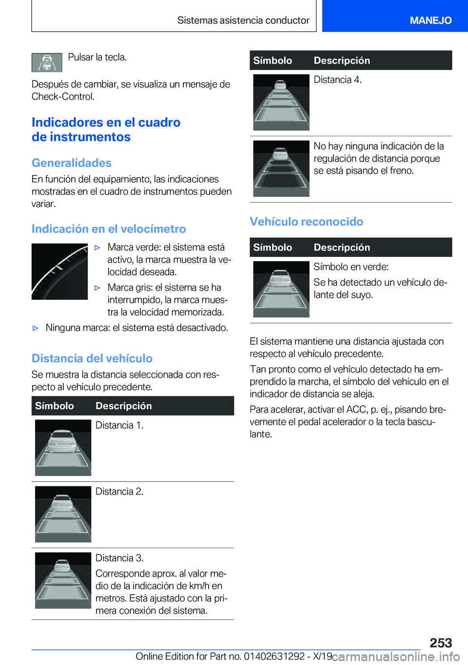 BMW M8 2020  Manuales de Empleo (in Spanish) �P�u�l�s�a�r��l�a��t�e�c�l�a�.
�D�e�s�p�u�