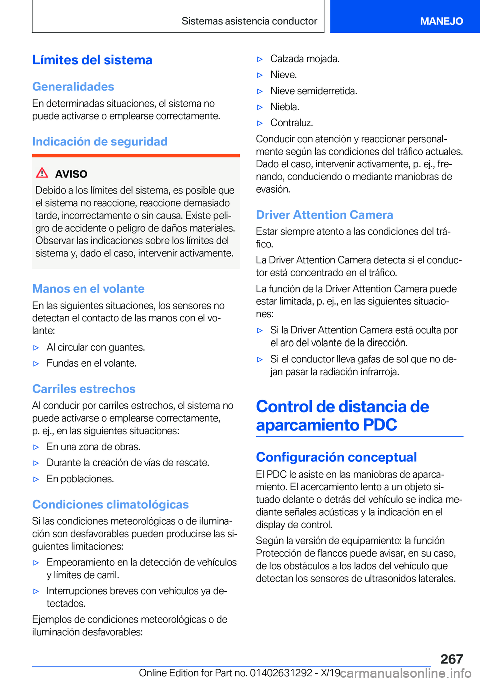 BMW M8 2020  Manuales de Empleo (in Spanish) �L�