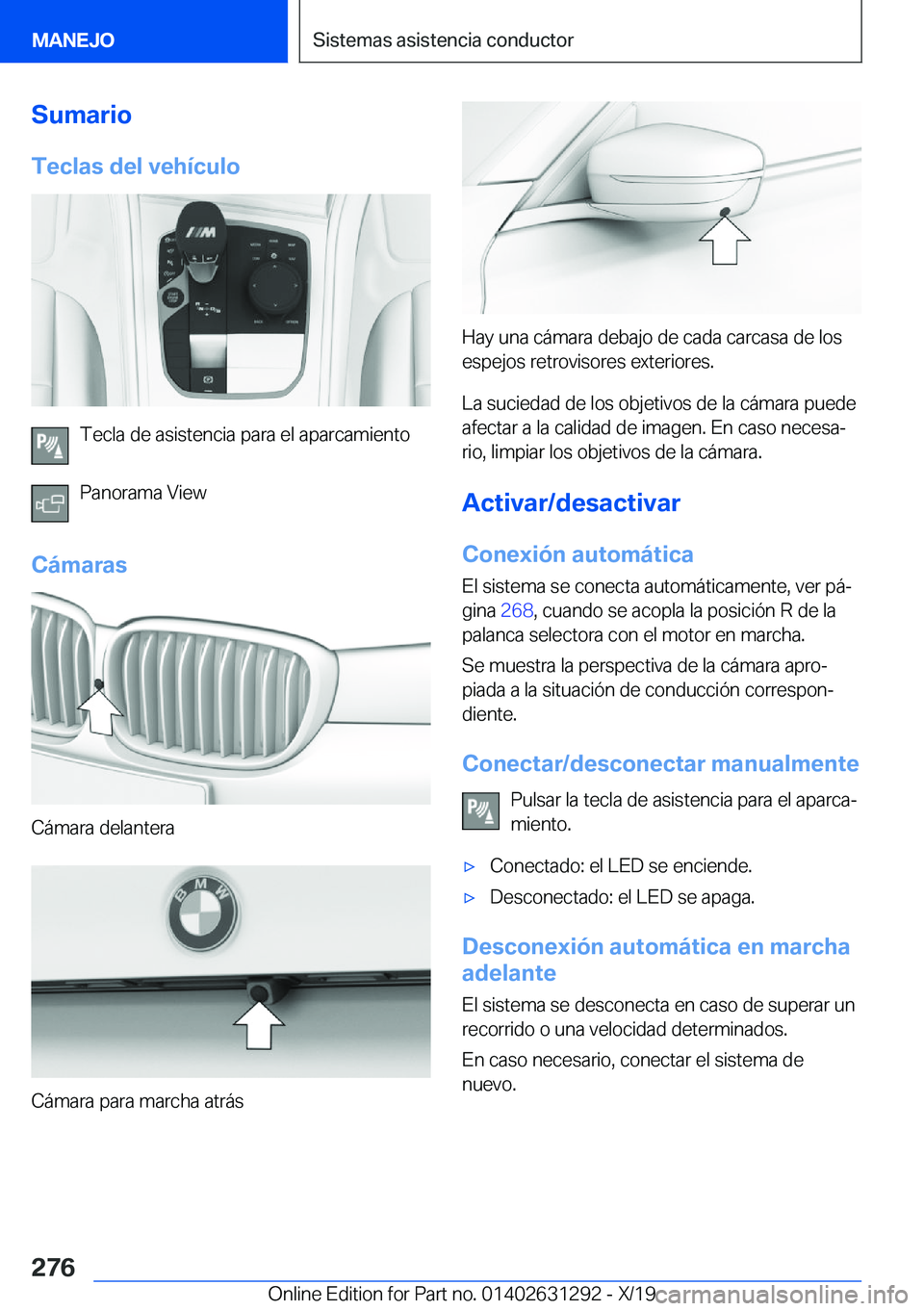 BMW M8 2020  Manuales de Empleo (in Spanish) �S�u�m�a�r�i�o�T�e�c�l�a�s��d�e�l��v�e�h�