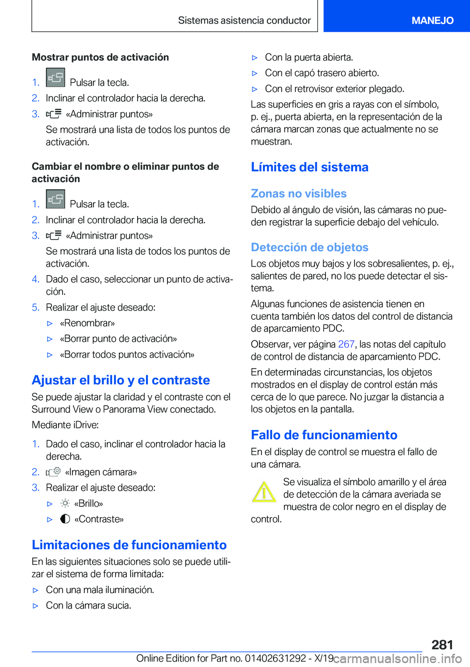 BMW M8 2020  Manuales de Empleo (in Spanish) �M�o�s�t�r�a�r��p�u�n�t�o�s��d�e��a�c�t�i�v�a�c�i�