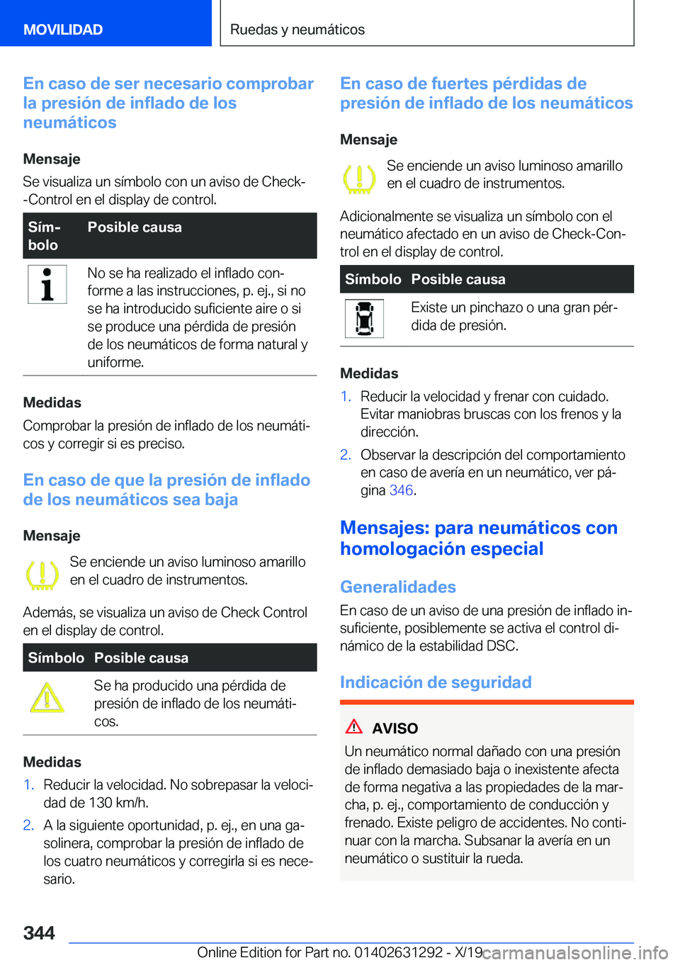 BMW M8 2020  Manuales de Empleo (in Spanish) �E�n��c�a�s�o��d�e��s�e�r��n�e�c�e�s�a�r�i�o��c�o�m�p�r�o�b�a�r
�l�a��p�r�e�s�i�