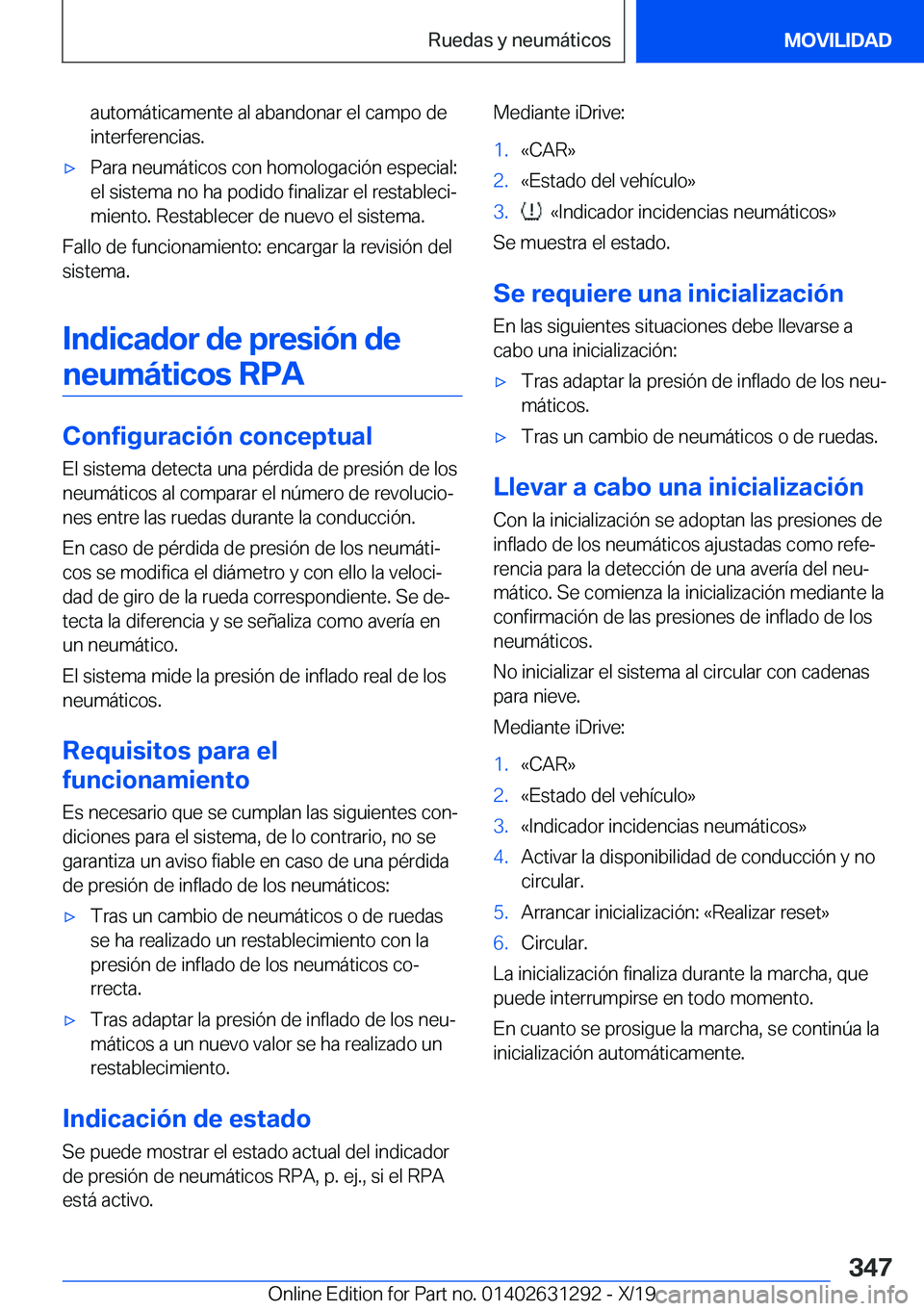 BMW M8 2020  Manuales de Empleo (in Spanish) �a�u�t�o�m�