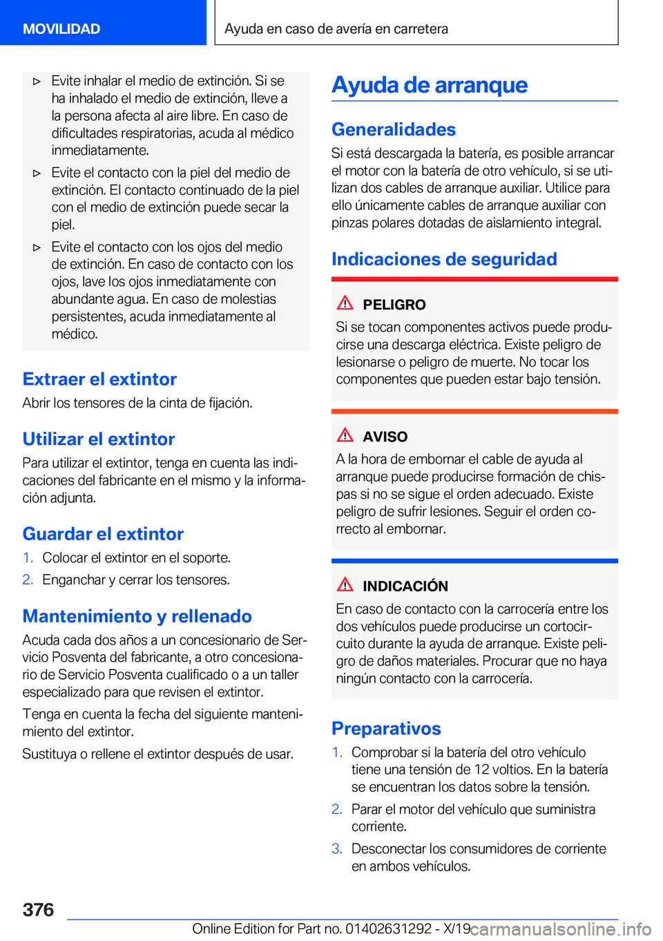 BMW M8 2020  Manuales de Empleo (in Spanish) x�E�v�i�t�e��i�n�h�a�l�a�r��e�l��m�e�d�i�o��d�e��e�x�t�i�n�c�i�