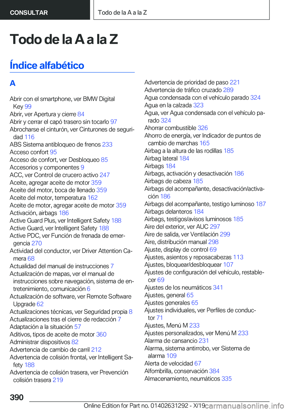 BMW M8 2020  Manuales de Empleo (in Spanish) �T�o�d�o��d�e��l�a��A��a��l�a��Z
�