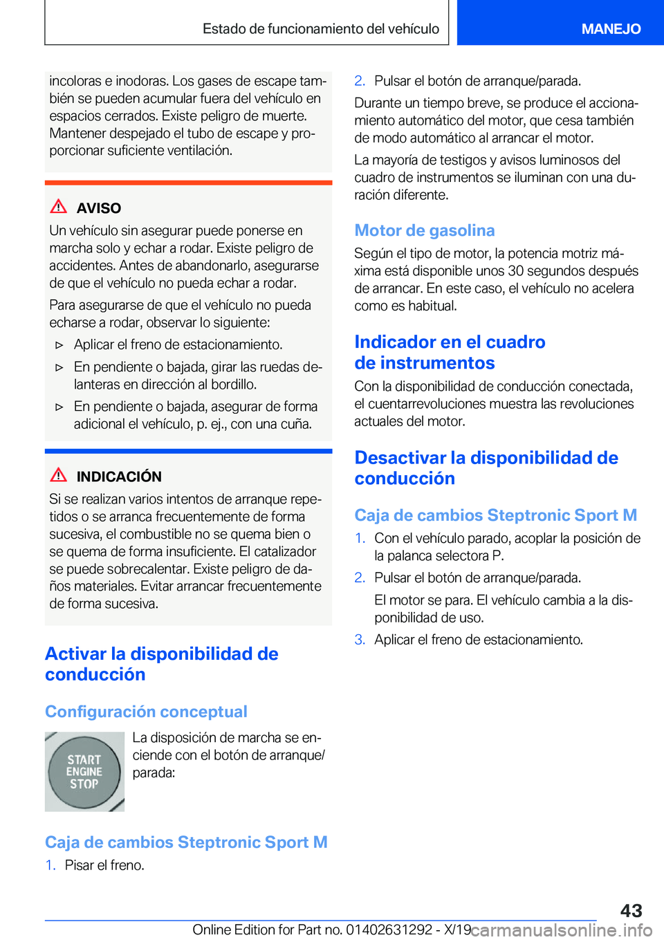 BMW M8 2020  Manuales de Empleo (in Spanish) �i�n�c�o�l�o�r�a�s��e��i�n�o�d�o�r�a�s�.��L�o�s��g�a�s�e�s��d�e��e�s�c�a�p�e��t�a�mª�b�i�