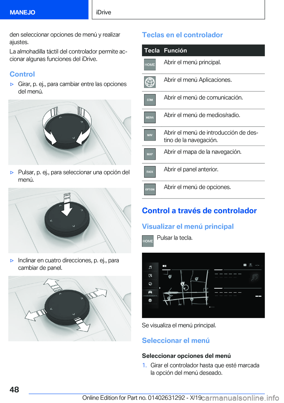 BMW M8 2020  Manuales de Empleo (in Spanish) �d�e�n��s�e�l�e�c�c�i�o�n�a�r��o�p�c�i�o�n�e�s��d�e��m�e�n�
