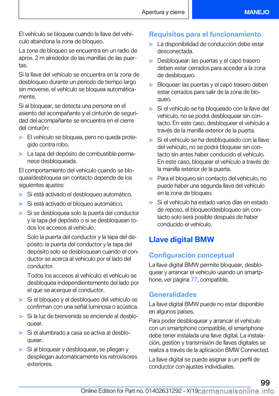 BMW M8 2020  Manuales de Empleo (in Spanish) �E�l��v�e�h�
