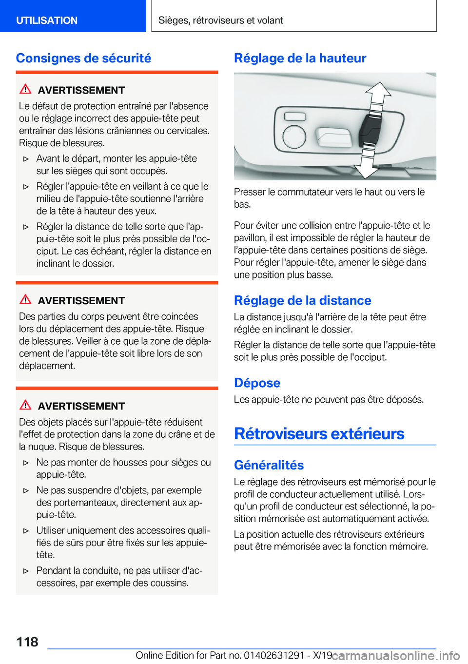 BMW M8 2020  Notices Demploi (in French) �C�o�n�s�i�g�n�e�s��d�e��s�é�c�u�r�i�t�é
�A�V�E�R�T�I�S�S�E�M�E�N�T
�L�e��d�é�f�a�u�t��d�e��p�r�o�t�e�c�t�i�o�n��e�n�t�r�a�