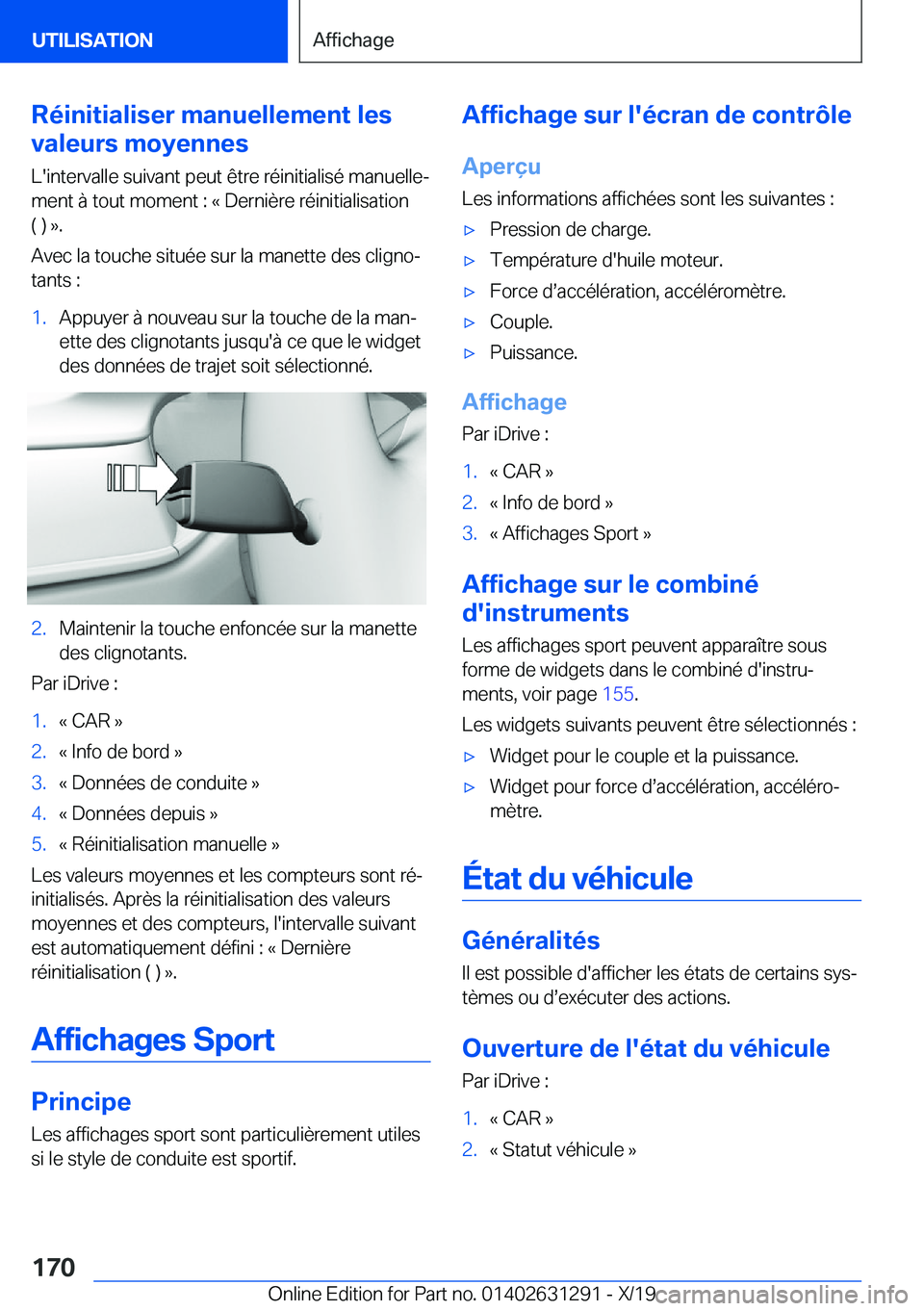 BMW M8 2020  Notices Demploi (in French) �R�é�i�n�i�t�i�a�l�i�s�e�r��m�a�n�u�e�l�l�e�m�e�n�t��l�e�s
�v�a�l�e�u�r�s��m�o�y�e�n�n�e�s
�L�'�i�n�t�e�r�v�a�l�l�e��s�u�i�v�a�n�t��p�e�u�t��ê�t�r�e��r�é�i�n�i�t�i�a�l�i�s�é��m�a�n�u�e