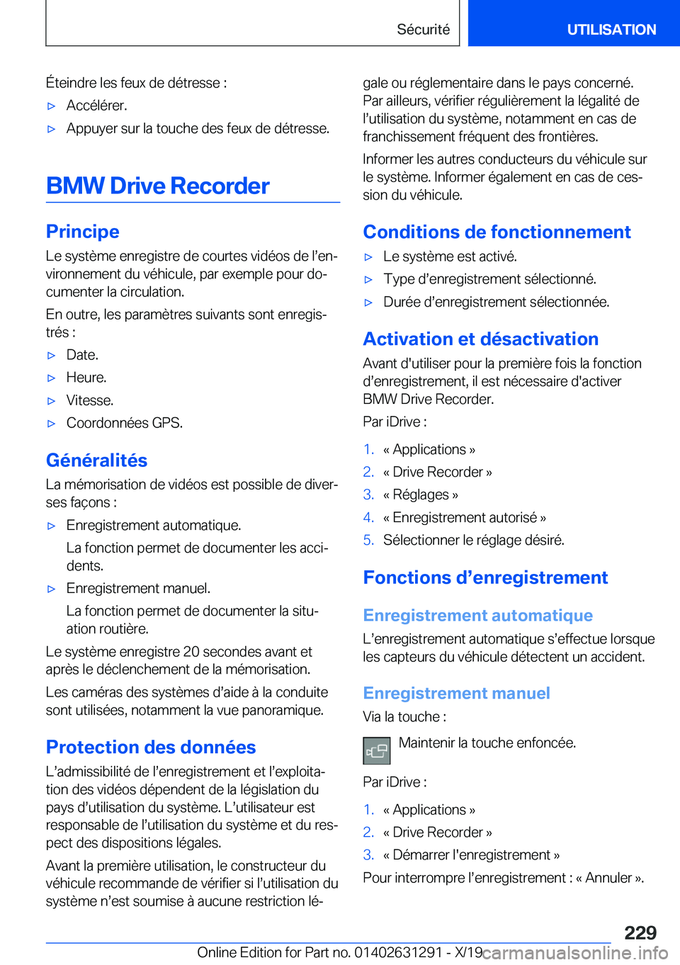 BMW M8 2020  Notices Demploi (in French) �