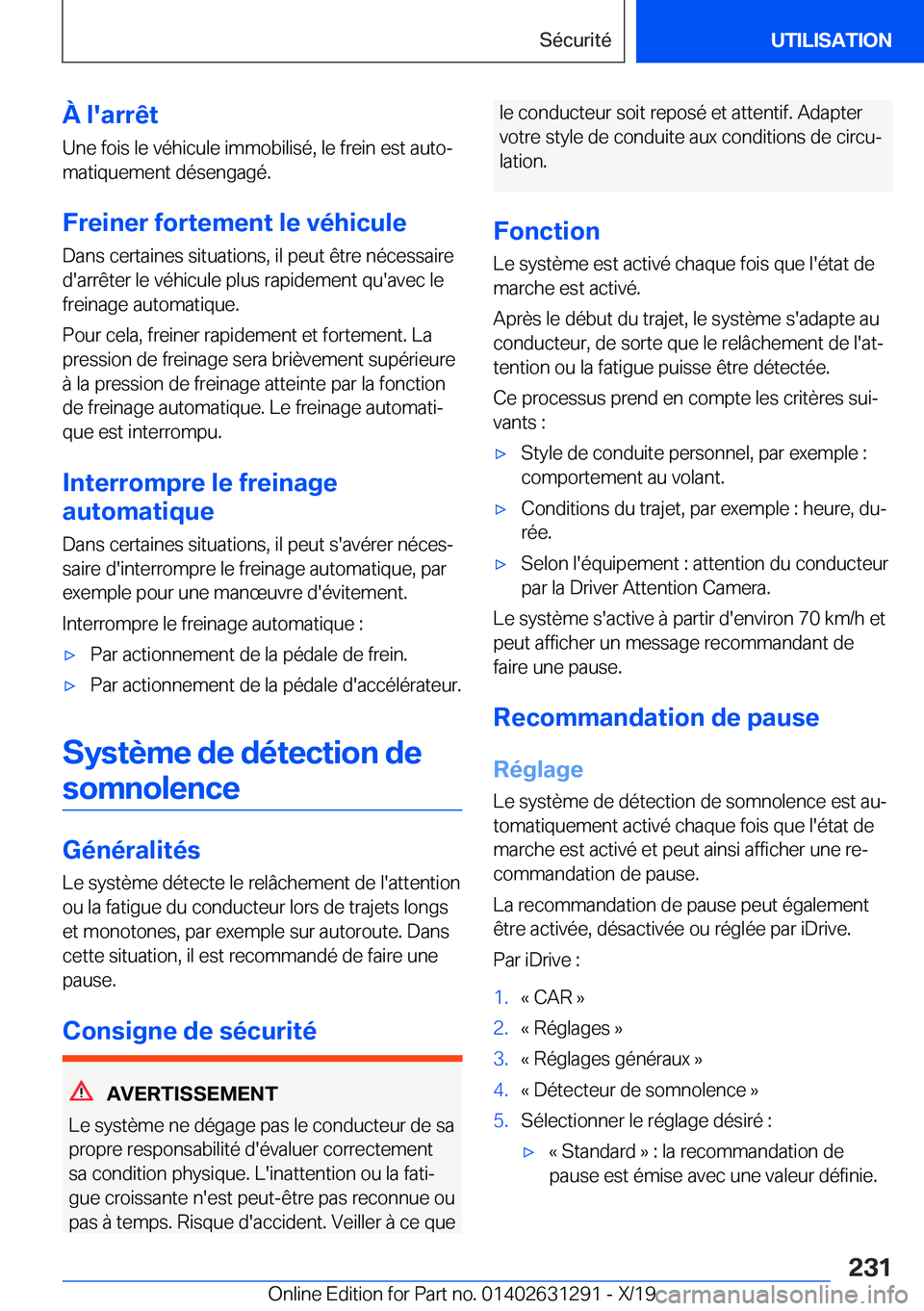 BMW M8 2020  Notices Demploi (in French) �