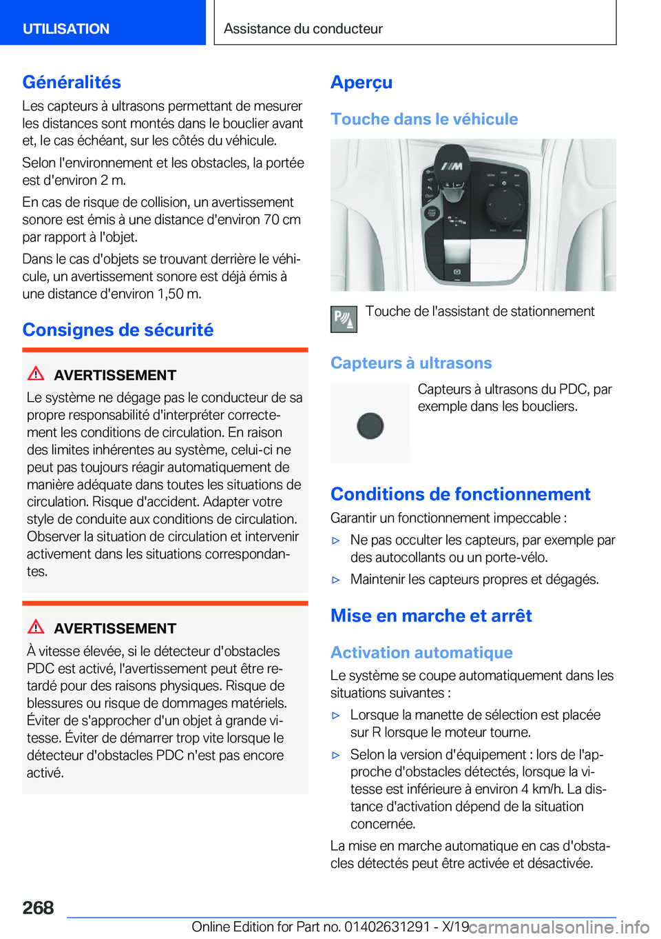 BMW M8 2020  Notices Demploi (in French) �G�é�n�é�r�a�l�i�t�é�s�L�e�s��c�a�p�t�e�u�r�s��