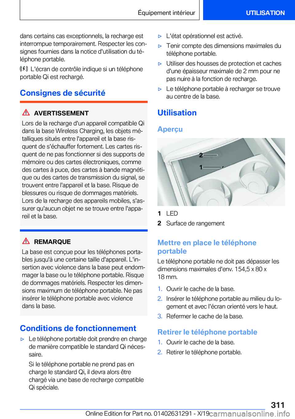 BMW M8 2020  Notices Demploi (in French) �d�a�n�s��c�e�r�t�a�i�n�s��c�a�s��e�x�c�e�p�t�i�o�n�n�e�l�s�,��l�a��r�e�c�h�a�r�g�e��e�s�t�i�n�t�e�r�r�o�m�p�u�e��t�e�m�p�o�r�a�i�r�e�m�e�n�t�.��R�e�s�p�e�c�t�e�r��l�e�s��c�o�nj
�s�i�g�n�e�