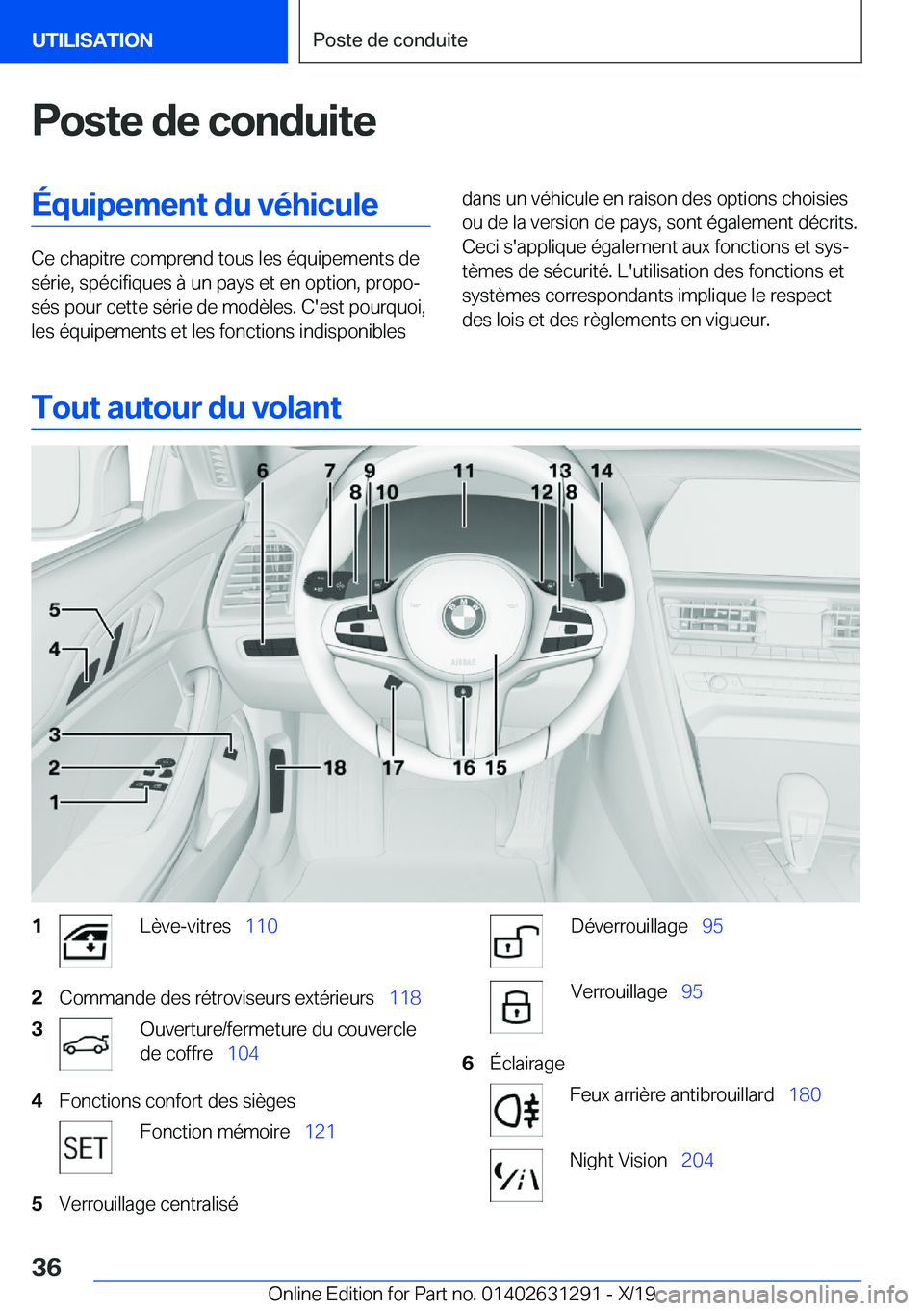 BMW M8 2020  Notices Demploi (in French) �P�o�s�t�e��d�e��c�o�n�d�u�i�t�e�